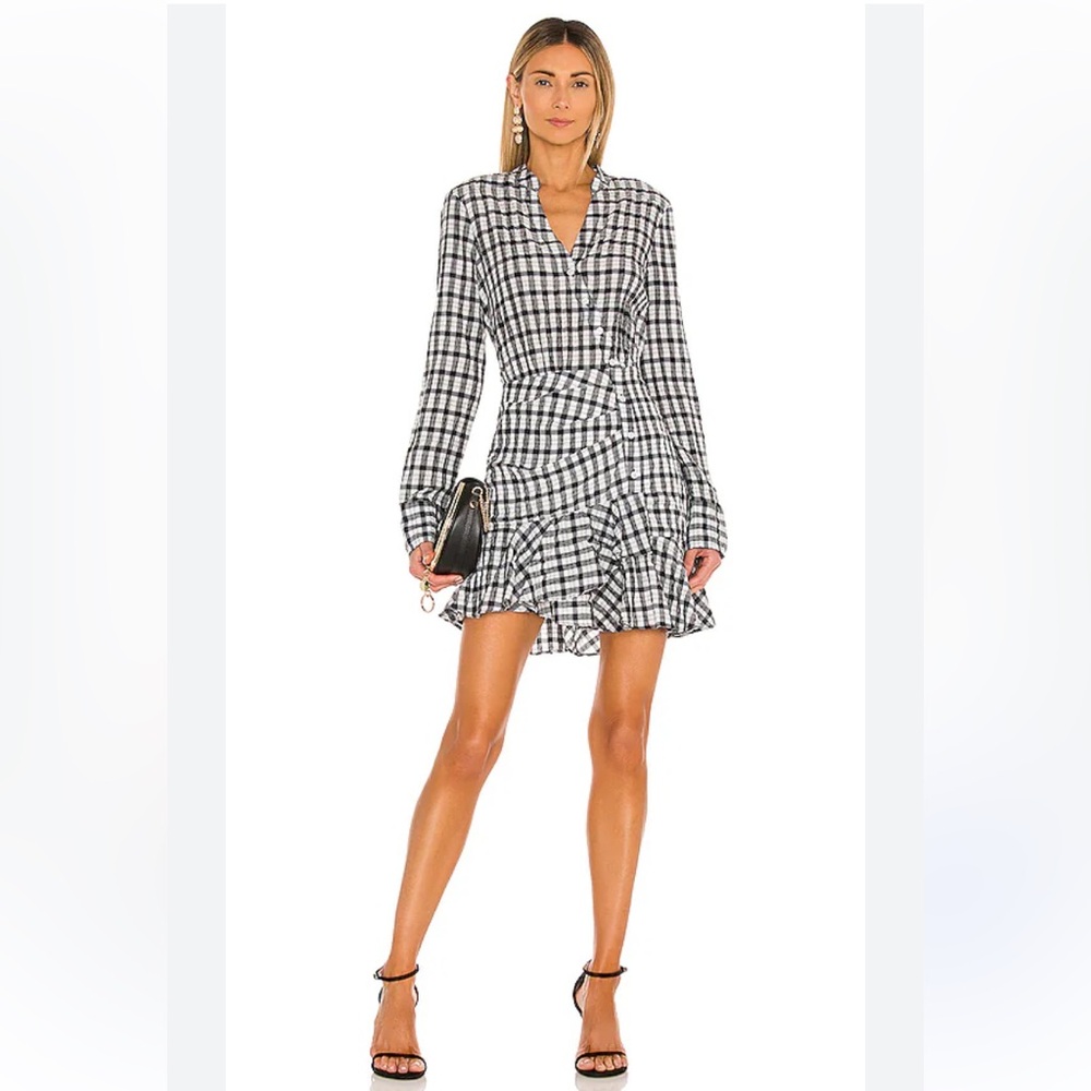 Veronica Beard Sherry Ruffled Gingham Short Dress Womens Small